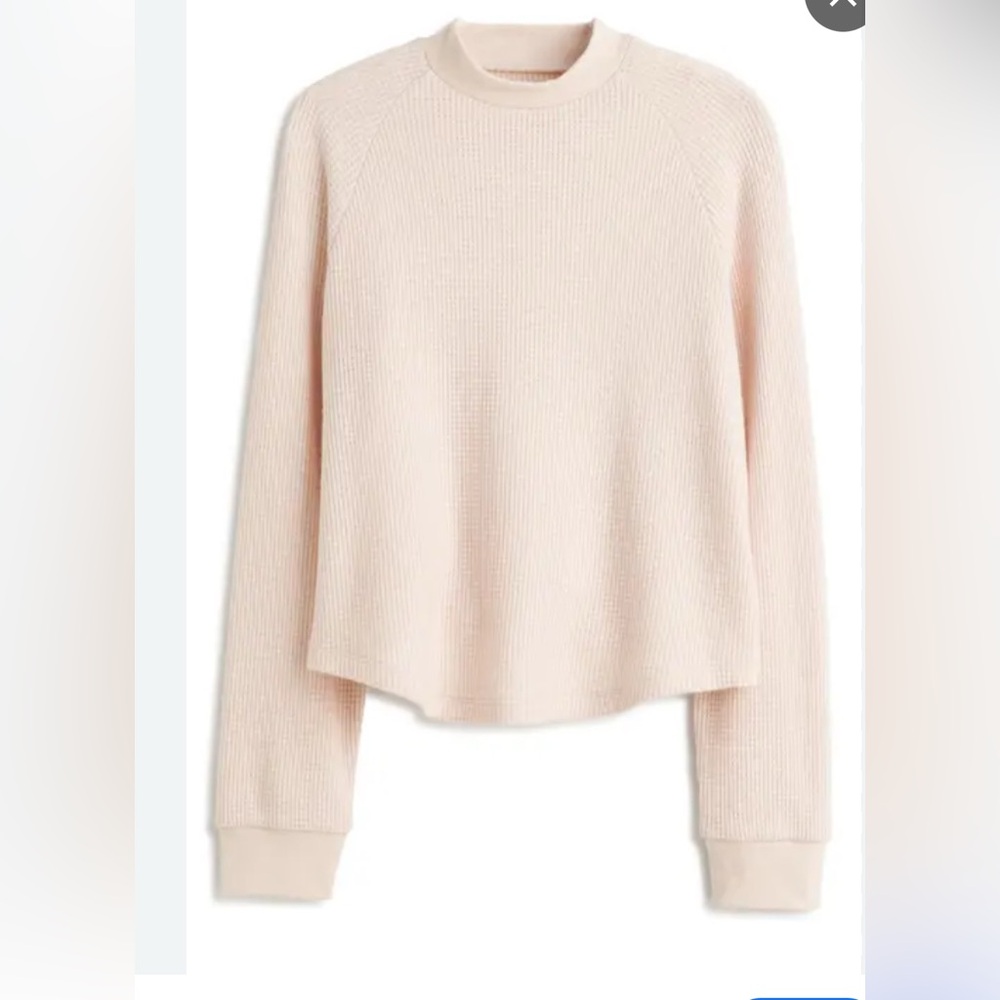 Madewell Cream/Pink Crew Neck Thermal Knit Classic